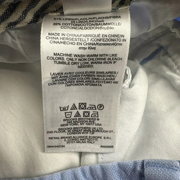 Brooks Brothers Bermuda Shorts Baird McNutt Irish Linen Blend Size 33 Solid Blue - Picture 9 of 9